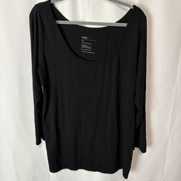 STORQ Black Modal Spandex Scoop Neck Basic Neutral Maternity Tee Size 6 / 2X - Picture 1 of 3